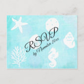 Carte Postale RSVP Seashell Seaside Mariage à thème (Devant)