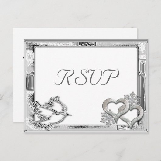 Carte postale RSVP Silver Winter Wedding (Devant / Derrière)