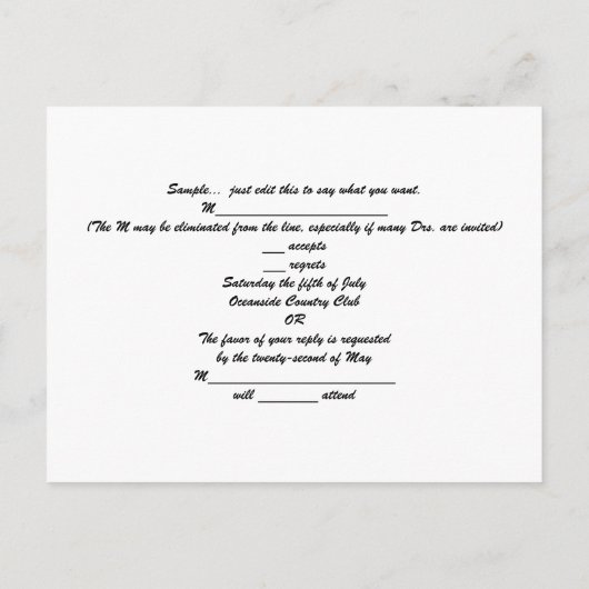 Carte postale RSVP Silver Winter Wedding (Dos)