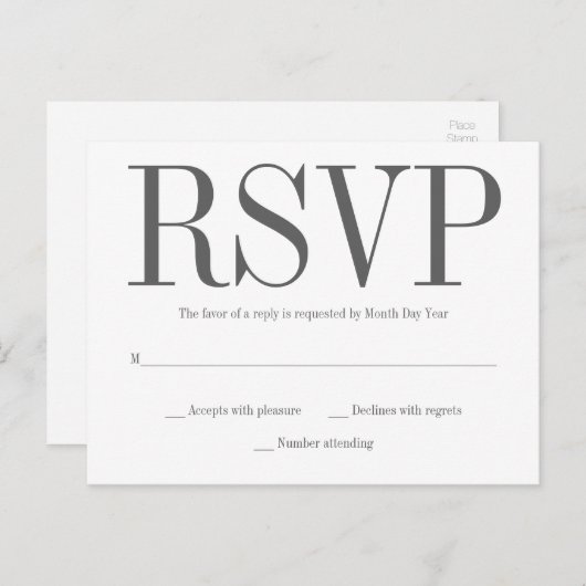 Carte postale RSVP simple (Devant / Derrière)