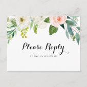 Carte Postale RSVP simple Floral Vert (Devant)