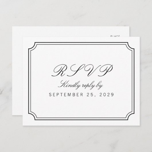 Carte postale RSVP simple réponse simple et élégan (Devant / Derrière)