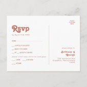 Carte Postale RSVP simple Retro Blush Pink Menu Ch (Dos)