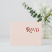 Carte Postale RSVP simple Retro Blush Pink Menu Ch (Debout devant)