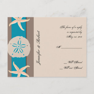 Carte postale RSVP Starfish Brown et Turquoise Ban