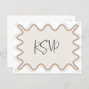 Carte postale RSVP Taupe Beige Wavy Border