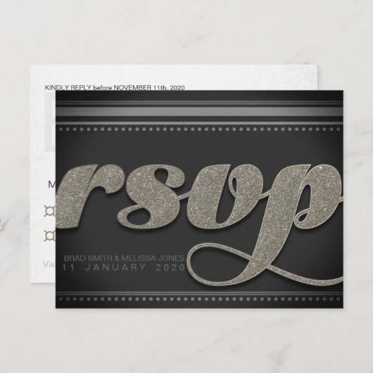 Carte postale RSVP texturée Gold Cafe (Devant / Derrière)