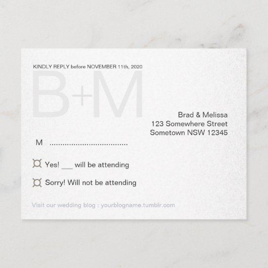 Carte postale RSVP texturée Gold Cafe (Dos)