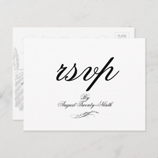 Carte postale RSVP Toile & Calligraphy Wedding (Devant / Derrière)