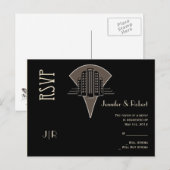 Carte postale RSVP Tour Art Déco Noir et Bronze (Devant / Derrière)