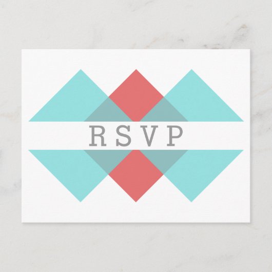 Carte postale RSVP turquoise Red Geometry Trier (Devant)