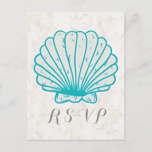 Carte postale RSVP Turquoise Rustic Seashell Weddi (Devant)