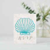 Carte postale RSVP Turquoise Rustic Seashell Weddi (Debout devant)