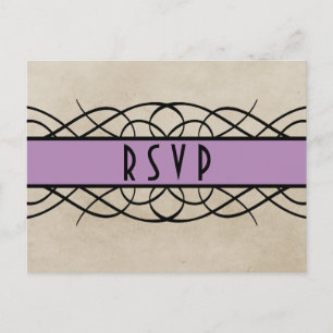 Carte postale RSVP Violet Flourissant Bordure