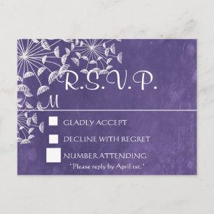 Carte postale RSVP violet romantique rustique