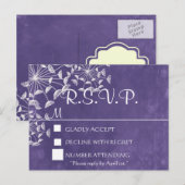 Carte postale RSVP violet romantique rustique (Devant / Derrière)