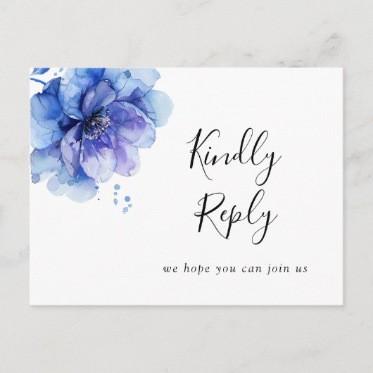 Carte postale RSVP Watercolor Blue Floral Song Req (Devant)