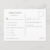 Carte postale RSVP Watercolor Rose Floral Wedding (Dos)