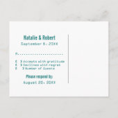 Carte postale RSVP Whimsaker, Aqua (Dos)