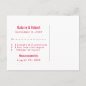 Carte postale RSVP Whimsaker, rose (Dos)