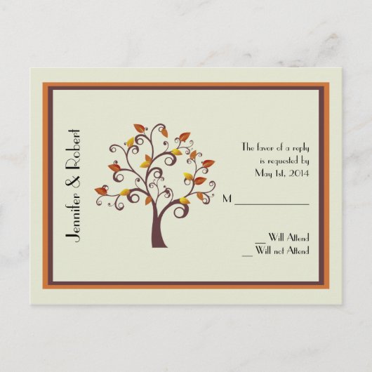 Carte postale RSVP Whimsical Fall Tree Wedding (Devant)