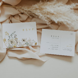 Carte postale RSVP Whimsical Fleur sauvage Wedding