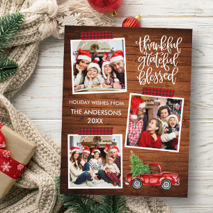 Carte Postale Ruban à carreaux en bois remercié gratoit béni