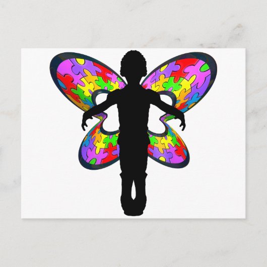 Carte Postale Ruban autistique papillon (Devant)