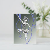 Carte postale ruban bleu marionnette clown (Debout devant)