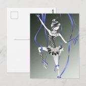 Carte postale ruban bleu marionnette clown (Devant / Derrière)