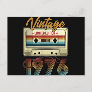 Carte Postale Ruban cassette anniversaire 45 ans Vintage 1976 An