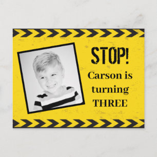 Carte Postale Ruban de Construction Photo Jaune Fête d'anniversa