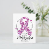 Carte Postale Ruban de Fibromyalgie des papillons (Debout devant)