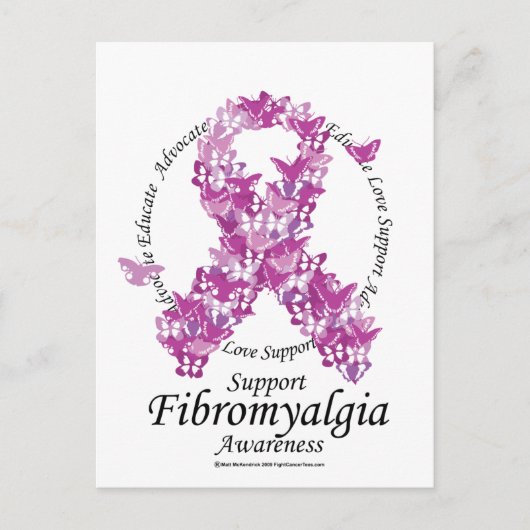 Carte Postale Ruban de Fibromyalgie des papillons (Devant)
