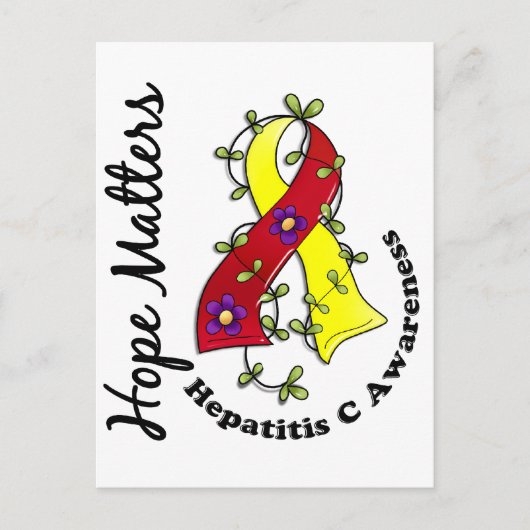 Carte Postale Ruban de fleurs 4 Hope Matters Hépatite C (Devant)