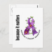 Carte Postale Ruban de fleurs de maladie d'Alzheimer 3 (Devant / Derrière)