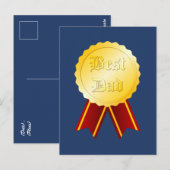 Carte Postale Ruban de médaille du meilleur papa pour la fête de (Devant / Derrière)