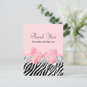 Carte Postale Ruban de rose de Merci de bébé et copie de zèbre (Debout devant)