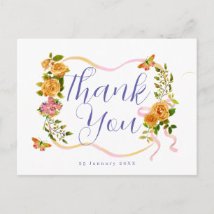 Carte Postale Ruban de rose d'or Merci