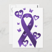 Carte Postale Ruban de sensibilisation au pourpre (Devant / Derrière)