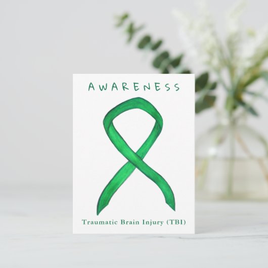 Carte Postale Ruban de sensibilisation aux traumatismes crâniens (Debout devant)