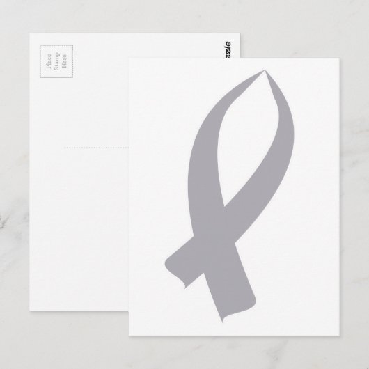 Carte Postale Ruban de sensibilisation (gris) (Devant / Derrière)