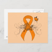 Carte Postale Ruban de sensibilisation orange avec papillon (Devant / Derrière)