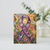 Carte Postale Ruban de sensibilisation violet Fibro (Debout devant)
