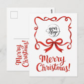 Carte Postale Ruban de société de Noël rouge Chic Logo Script (Devant / Derrière)