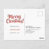 Carte Postale Ruban de société de Noël rouge Chic Logo Script (Dos)