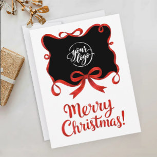 Carte Postale Ruban de société Noël Logo Moderne Rouge Noir