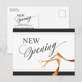 Carte Postale Ruban en cuivre et ciseaux NOUVELLE invitation d'o (Devant / Derrière)