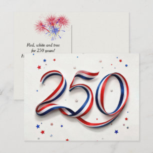 Carte Postale Ruban et étoiles patriotiques pour le 250e anniver