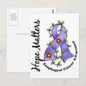 Carte Postale Ruban Fleur 4 Hope Matters Cancer de l'oesophage (Devant / Derrière)